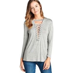 Online Exclusive! Lace-Up Knit Top
